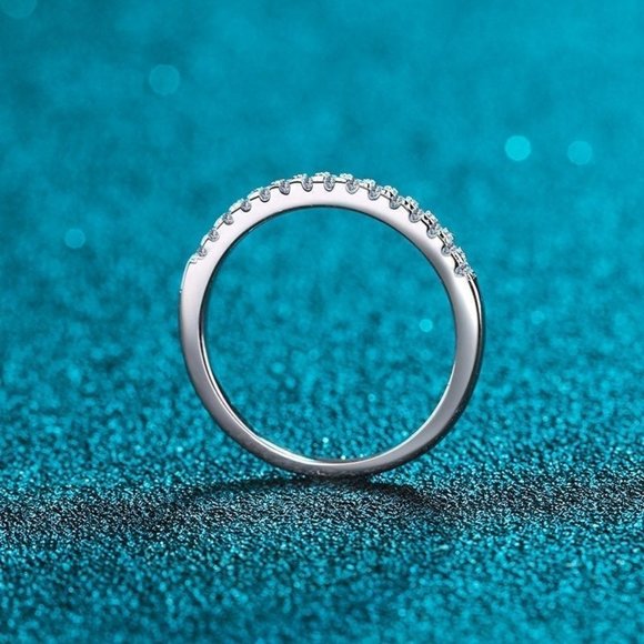 Moissanite Band Ring; stackable Band ring, Wedding Ring; Ring Size: US 9; - Picture 5 of 12